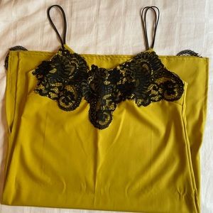 Sexy yellow& black lace midi sheath dress